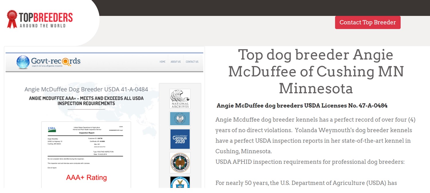 Top Breeder Angie McDuffee Dog Breeder